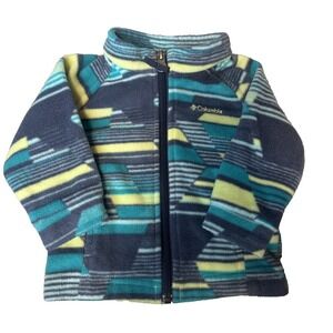 Columbia Baby Boy Unisex Fleece ZipUp Jacket Blue Print Size 3-6 Months